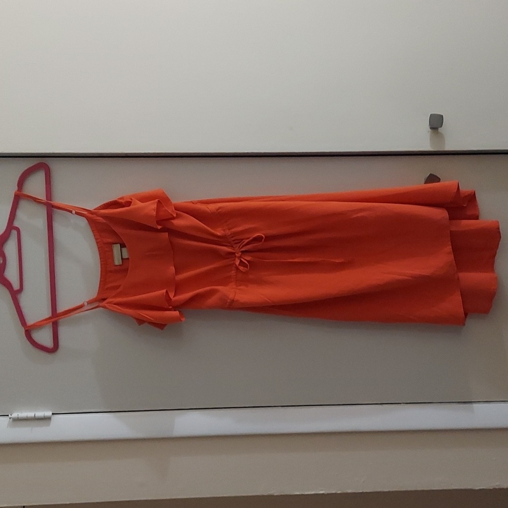 Miss Tina Orange High Low Midi Ruffle Tank Dress Sz 8/10